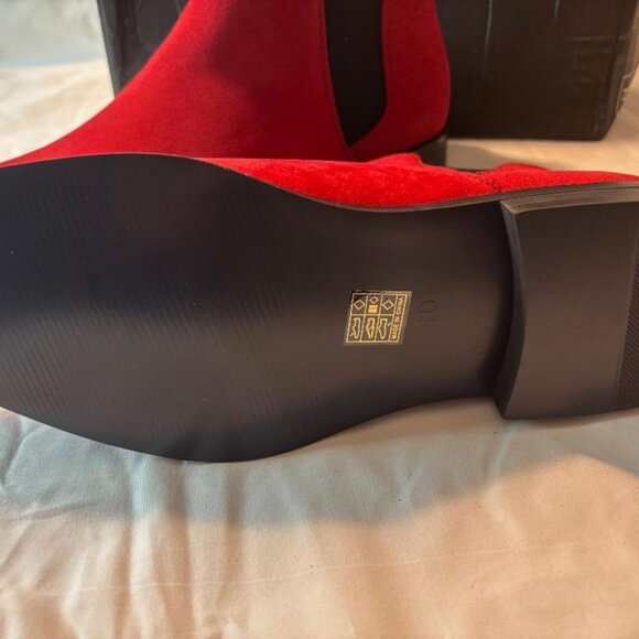 Mens Harrison Myles Chelsea Suede Slip-On Boots Red Sz 10  Style B-1852  NIB - Picture 3 of 4